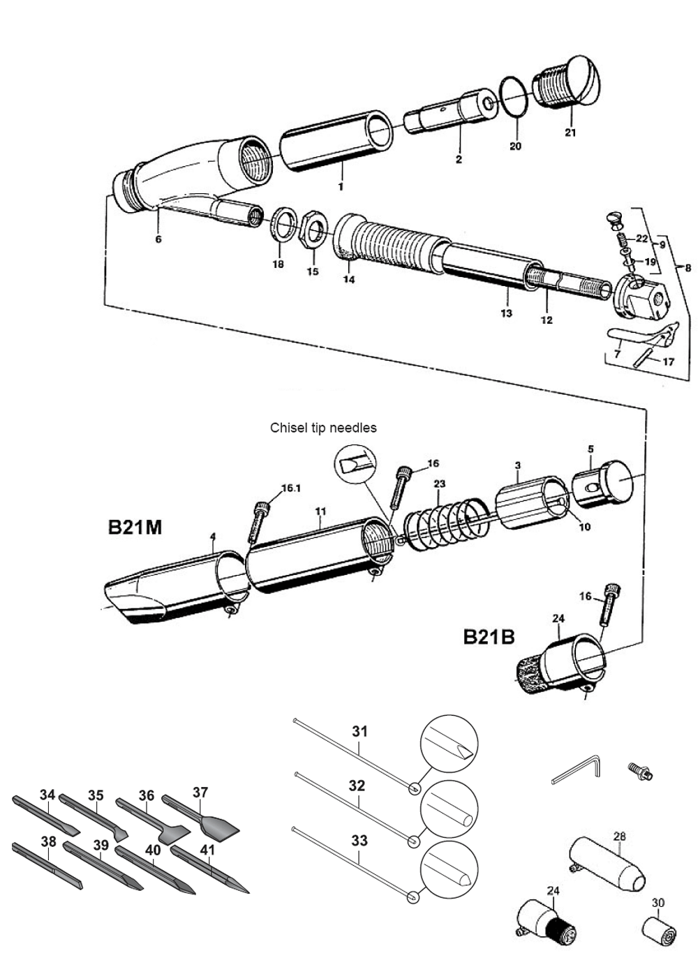 Figure 0 Diagram and Parts List for B21M  Chicago Pneumatic Scaler